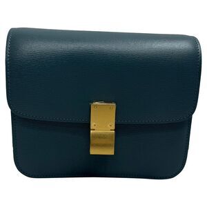 Celine Smooth Teen Box Bag in Green Leather